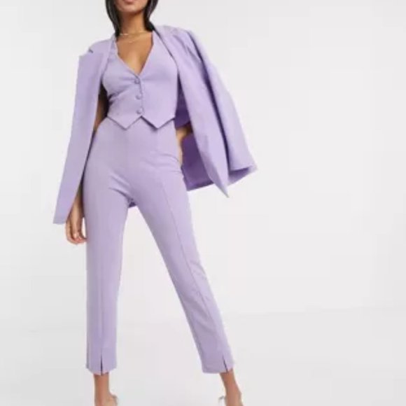 ASOS DESIGN Jersey Wrap Suit Blazer Lilac US 4 - Picture 5 of 5